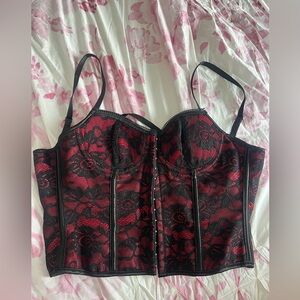 Red and Black Lace Bustier